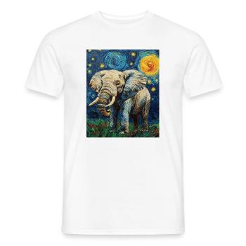 Éléphant Van Gogh Style Nuit étoilée - T-shirt homme - blanc - Devant - AI Model Male 178 dark (178cm)