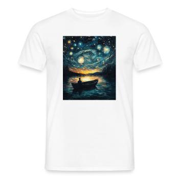 Pêcheur Pêche Angel Van Gogh Style Nuit étoilée - T-shirt homme - blanc - Devant - AI Model Male 178 dark (178cm)