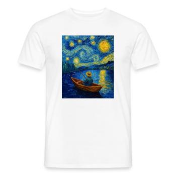 Pêcheur Pêche Angel Van Gogh Style Nuit étoilée - T-shirt homme - blanc - Devant - AI Model Male 178 dark (178cm)