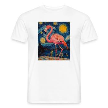 Flamingo Van Gogh Style Nuit étoilée - T-shirt homme - blanc - Devant - AI Model Male 178 dark (178cm)