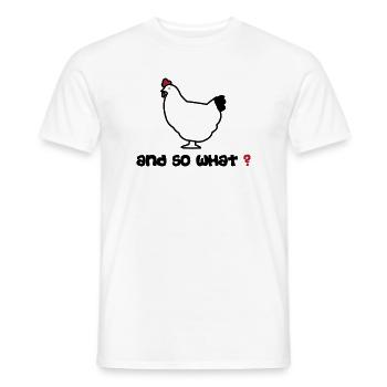 Poule And So What? by Helfspawn - Men's T-Shirt - white - Front - AI Model Male 178 dark (178cm)