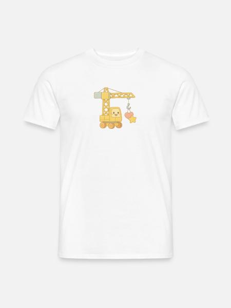 Niedlicher Baukran mit Herz und Stern - Männer T-Shirt - Weiß