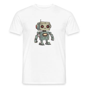 Illustration de robot rétro pour les passionnés de technologie - T-shirt homme - blanc - Devant - AI Model Male 178 dark (178cm)
