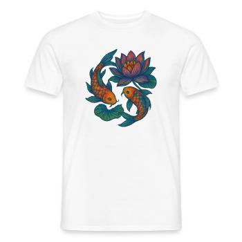 Lebendige Koi- und Lotus-Wasserszene - Männer T-Shirt - Weiß - Vorne - AI Model Male 178 dark (178cm)