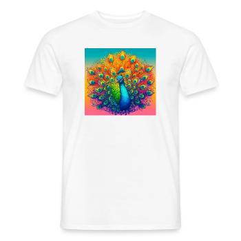peacock - Men's T-Shirt - white - Front - AI Model Male 178 dark (178cm)