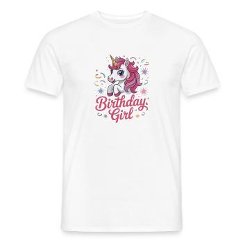 Fille d’anniversaire - Conception d’anniversaire de licorne mignonne - T-shirt homme - blanc - Devant - AI Model Male 178 dark (178cm)