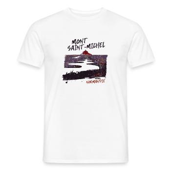 Mont Saint-Michel sunset Normandy - Men's T-Shirt - white - Front - AI Model Male 178 dark (178cm)
