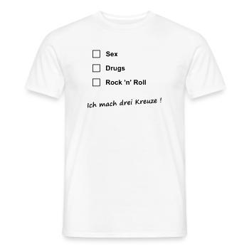 Sex Drugs Rock - Men's T-Shirt - white - Front - AI Model Male 178 dark (178cm)