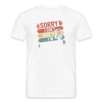 Désolé, je ne vous entends pas, je joue avec des écouteurs - T-shirt homme - blanc - Devant - AI Model Male 178 dark (178cm)