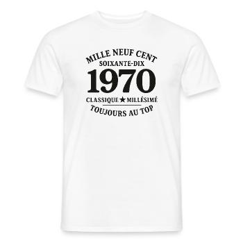 1970 – Classic Vintage, Always at the Top - Men's T-Shirt - white - Front - AI Model Male 178 dark (178cm)