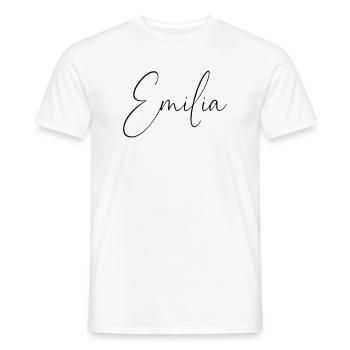 Emilia / Conception d’écriture manuscrite personnalisée - T-shirt homme - blanc - Devant - AI Model Male 178 dark (178cm)