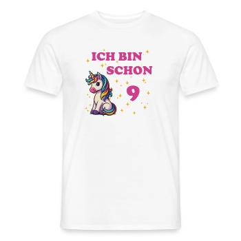 Children's Birthday 9, Dancing Funny Unicorn - Men's T-Shirt - white - Front - AI Model Male 178 dark (178cm)
