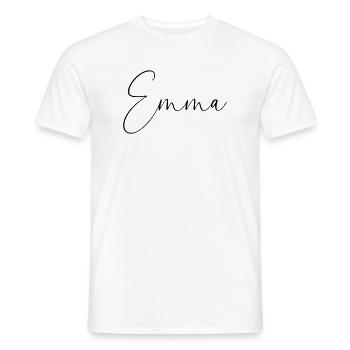 Emma / Conception personnalisée de l’écriture manuscrite - T-shirt homme - blanc - Devant - AI Model Male 178 dark (178cm)