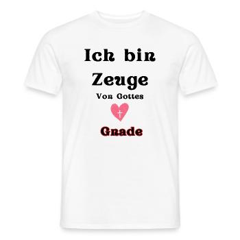Herz mit Kreuz und Gnade Schriftzug - Männer T-Shirt - Weiß - Vorne - AI Model Male 178 dark (178cm)