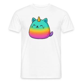 Pink Rainbow Unicorn Cat - Men's T-Shirt - white - Front - AI Model Male 178 dark (178cm)