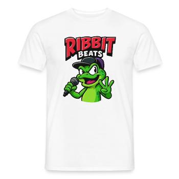 Funny frog with rap microphone - Men's T-Shirt - white - Front - AI Model Male 178 dark (178cm)