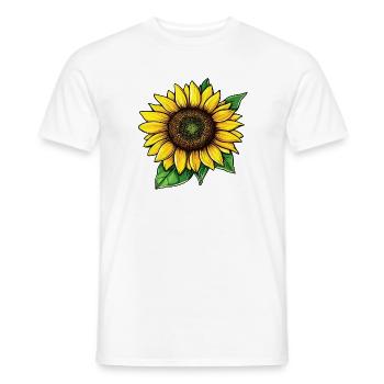 Sunflower Vector Graphic Illustration - Men's T-Shirt - white - Front - AI Model Male 178 dark (178cm)