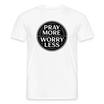 Christian Pray More Worry Less Faith - Men's T-Shirt - white - Front - AI Model Male 178 dark (178cm)