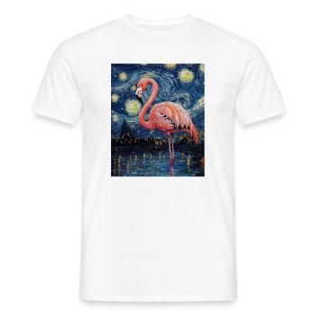 Flamingo Van Gogh Style Nuit étoilée - T-shirt homme - blanc - Devant - AI Model Male 178 dark (178cm)