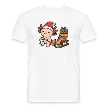 Weihnachts Axolotl – Mit Schlitten & Geschenken - Männer T-Shirt - Weiß - Vorne - AI Model Male 178 dark (178cm)