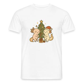 Axolotl de Noël – Avec Arbre & Cadeaux - T-shirt homme - blanc - Devant - AI Model Male 178 dark (178cm)