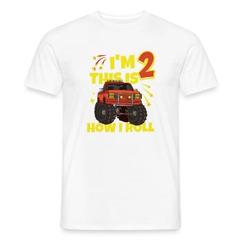 Ich bin 2 Jahre alt Monstertruck Geburtstag - Männer T-Shirt - Weiß - Vorne - AI Model Male 178 dark (178cm)