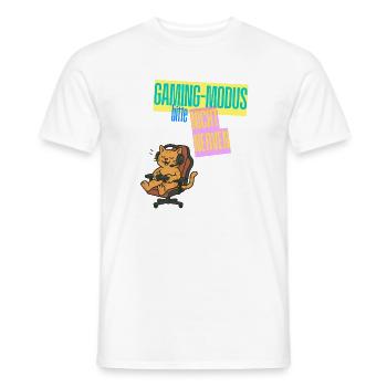 Gaming Mode Cat Not Nerve Design Gaming - Men's T-Shirt - white - Front - AI Model Male 178 dark (178cm)