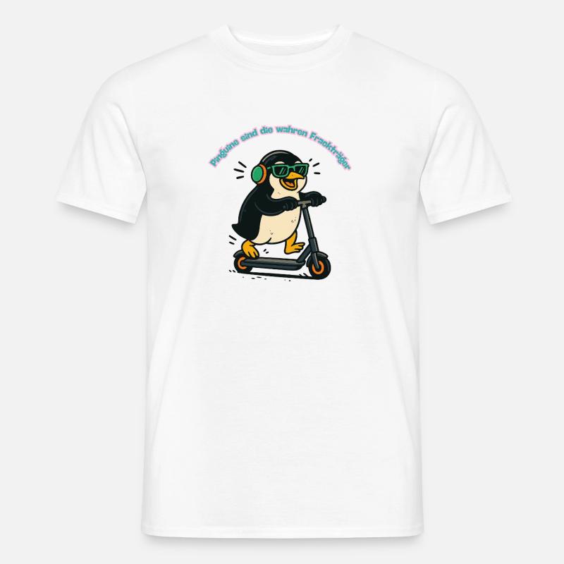Frackpinguin auf Scooter - Männer T-Shirt - Weiß