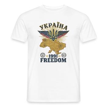 Les ailes de la liberté de l’Ukraine 1991 - T-shirt homme - blanc - Devant - AI Model Male 178 dark (178cm)