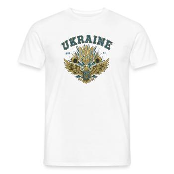 Ukrainisches Adlerwappen mit Sonnenblumen - Männer T-Shirt - Weiß - Vorne - AI Model Male 178 dark (178cm)