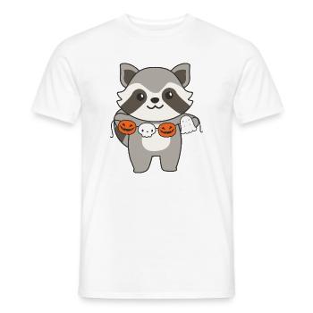 Costume de raton laveur joyeux Halloween citrouille fantôme - T-shirt homme - blanc - Devant - AI Model Male 178 dark (178cm)