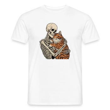 Chat squelette câlin — Chat effrayant Câlin squelette - T-shirt homme - blanc - Devant - AI Model Male 178 dark (178cm)