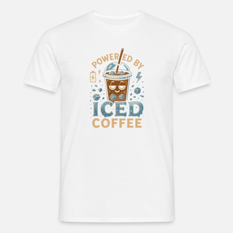 Powered by Eiskaffee - Männer T-Shirt - Weiß