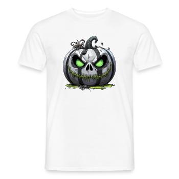 Grim Pumpkin Zombie with Green Eyes - Men's T-Shirt - white - Front - AI Model Male 178 dark (178cm)