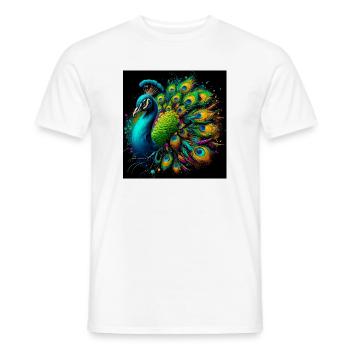 Pfau - Männer T-Shirt - Weiß - Vorne - AI Model Male 178 dark (178cm)