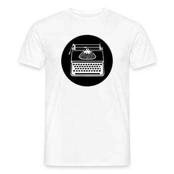 Icône de machine à écrire vintage - T-shirt homme - blanc - Devant - AI Model Male 178 dark (178cm)