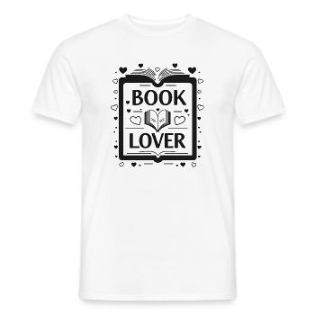Fine Line Buch – Book Lover Design - Men's T-Shirt - white - Front - AI Model Male 178 dark (178cm)