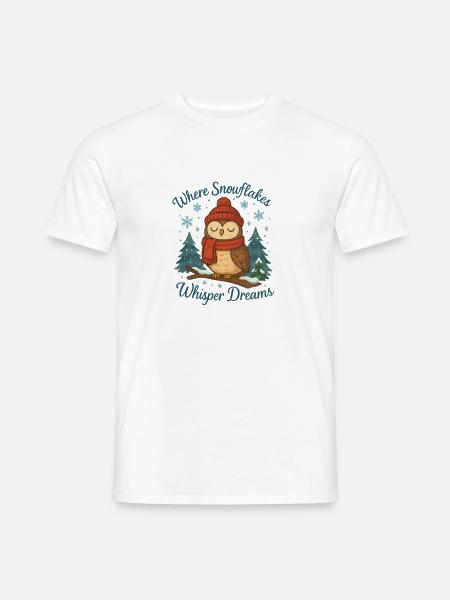 Wintereule – Where Snowflakes Whisper Dreams - Männer T-Shirt - Weiß