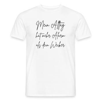 Ma vie quotidienne a plus d’alarme que ton réveil - T-shirt homme - blanc - Devant - AI Model Male 178 dark (178cm)
