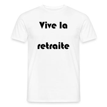 RETIREMENT. RETIREMENT. RETIRED. RETIREMENT. HAPPY RET. - Men's T-Shirt - white - Front - AI Model Male 178 dark (178cm)