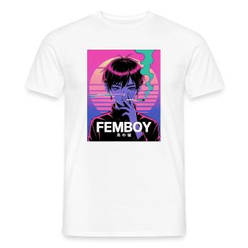 Vaporwave Femboy mit Glitch-Style - Männer T-Shirt - Weiß - Vorne - AI Model Male 178 dark (178cm)