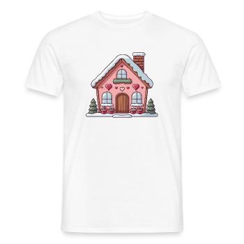 Chalet coeur douillet en hiver - T-shirt homme - blanc - Devant - AI Model Male 178 dark (178cm)