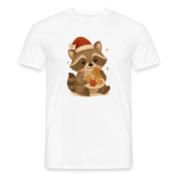 Raton laveur de Noël avec des biscuits - T-shirt homme - blanc - Devant - AI Model Male 178 dark (178cm)