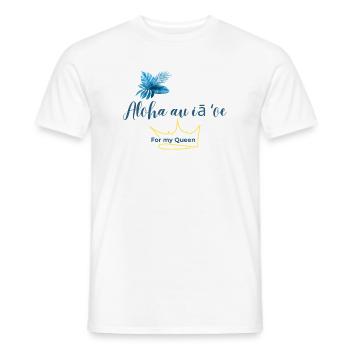 Aloha Au la 'Oe T-Shirt für Herren: Baumwolle im Hawaiianischen Stil - Männer T-Shirt - Weiß - Vorne - AI Model Male 178 dark (178cm)