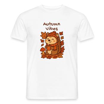 Herbst kuscheliger Igel mit Tee Cozy Autumn - Männer T-Shirt - Weiß - Vorne - AI Model Male 178 dark (178cm)