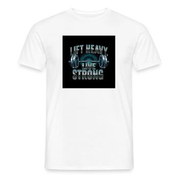 Lift Heavy Live Strong Barbell - Männer T-Shirt - Weiß - Vorne - AI Model Male 178 dark (178cm)