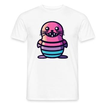 Robbe Tier Halloween Comic Lustig - Männer T-Shirt - Weiß - Vorne - AI Model Male 178 dark (178cm)