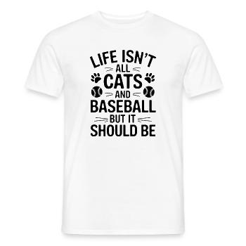 Baseball Spruch Katzen Lustiges Baseball Geschenk - Männer T-Shirt - Weiß - Vorne - AI Model Male 178 dark (178cm)
