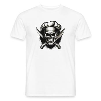 Skull with chef's hat - Men's T-Shirt - white - Front - AI Model Male 178 dark (178cm)