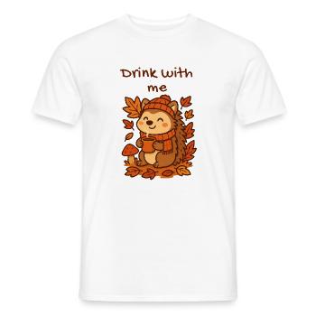 Herbst Igel Kakao Trinken wärme Blätter Design  - Männer T-Shirt - Weiß - Vorne - AI Model Male 178 dark (178cm)